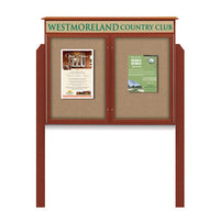 40" x 50" 2-Door Cork Board Message Center with Header and Posts (Image Not to Scale)