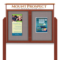 45" x 30" 2-Door Cork Board Message Center with Header and Posts (Image Not to Scale)