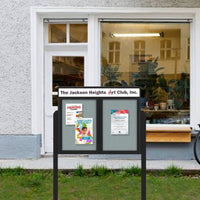 45" x 30" Outdoor Message Center Enclosed Cork Board with Header and Posts | Two Door Information Board