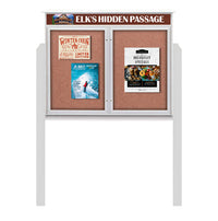 45" x 36" 2-Door Cork Board Message Center with Header and Posts (Image Not to Scale)