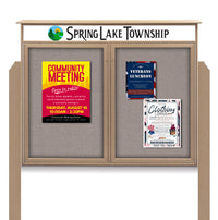 60" x 30" 2-Door Cork Board Message Center with Header and Posts (Image Not to Scale)