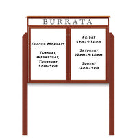 45" x 30" Standing Outdoor Message Center - Double Door Magnetic White Dry Erase Board with Header