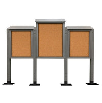 Outdoor Message Center Cork Bulletin Board 98"x 48" with Posts + 3 Doors | Eco-Design, Faux Wood Information Boards