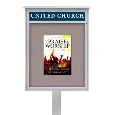 11x17 Cork Board Outdoor Message Center with Header and Posts - LEFT Hinged