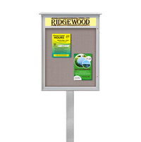 11x17 Cork Board Outdoor Message Center with Header and Posts - LEFT Hinged