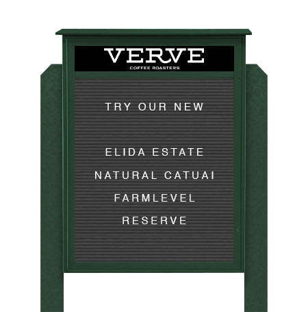 36" x 36" Standing Outdoor Message Center Letter Board with Header (Single Door)