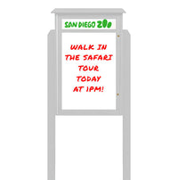32" x 48" Freestanding Outdoor Message Center - Magnetic White Dry Erase Board with Header