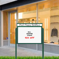 27" x 39" Viewable Area Magnetic White Dry Erase Board Outdoor Message Center with Header and Posts (Single Door)