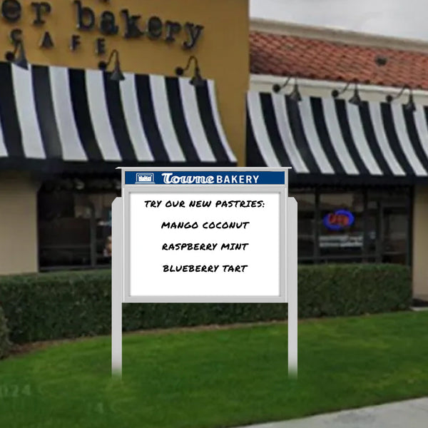 30" x 30" Viewable Area Magnetic White Dry Erase Board Outdoor Message Center with Header and Posts (Single Door)