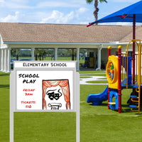 36 x 48 Viewable Area Magnetic White Dry Erase Board Outdoor Message Center with Posts + Personalized Header