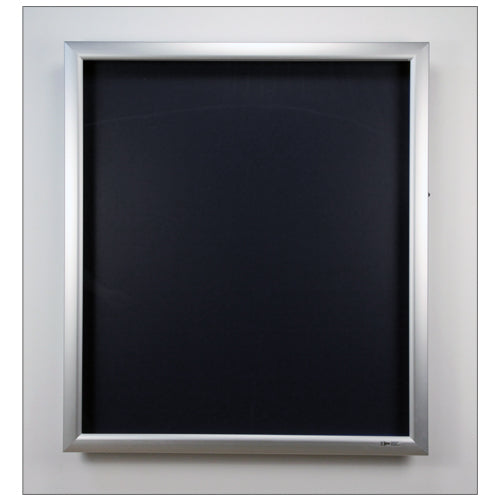 LARGE WALL SHADOW BOX DISPLAY CASE with SILVER FRAME & BLACK INTERIOR (SHOWN WITH 5 INCH USEABLE INTERIOR DEPTH)