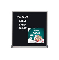 Silver Trim Metal Frame 12x12 Magnetic Black Wet Erase Marker Board | Porcelain on Steel