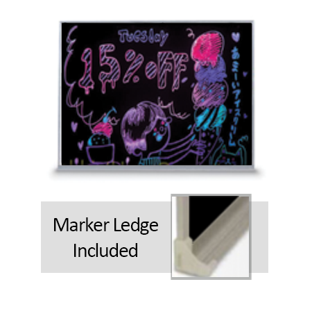 Value Line 30x40 Black Wet Erase Marker Board with Aluminum Frame