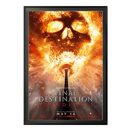 22x28 MOVIE POSTER PICTURE FRAME DISPLAY SHOWN in SATIN BLACK FRAME with RAVEN BLACK MATBOARD