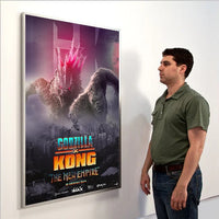 SLIM DESIGN (1 5/16" OVERALL DEPTH) FOR METAL 30x40 MOVIE POSTER FRAMES (SHOWN in SATIN SILVER) (NOT to SCALE)