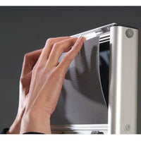 Easily curve your header supporter in place, then insert your printed material.