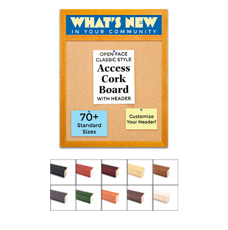 22" x 28" Open Face Wood #361 Framed Cork Board with Personalized Message Header