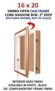 SwingFrame Oak Wood 16 x 20 Shadowbox with Cork Board (2" Deep)