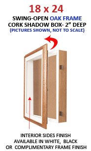 SwingFrame Oak Wood 18 x 24 Shadowbox with Cork Board (2" Deep)