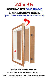 SwingFrame 24 x 36 Oak Wood Shadowbox with Cork Board (1" Deep)