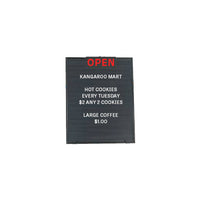 16" Wide x 20" High DOUBLE SIDED Plastic Black Letter Board with Header Accessory for OPEN or CLOSED Message