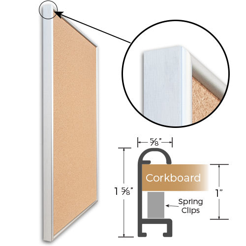 Access Cork Board™ 22" x 28" DEEP STYLE Open Face Designer 43 Metal Framed Bulletin Board