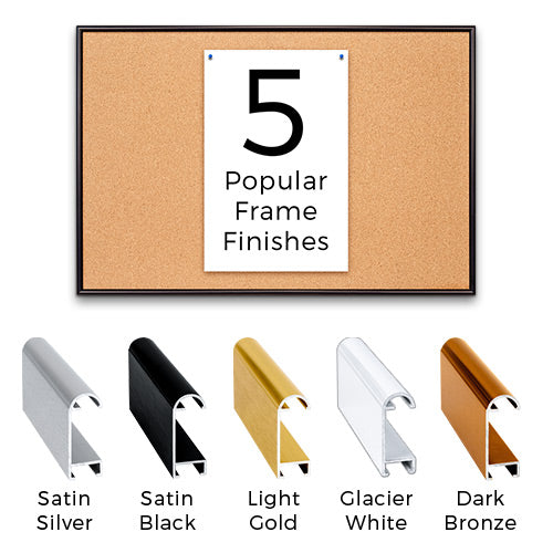 Access Cork Boards™ 10x12 Open Face, Deep Style Classic Metal Frame Corkboard in Five Popular Finishes