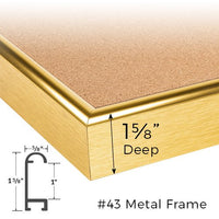 Open Face, Deep Style Shadow Box Cork Bulletin Board with Metal Designer #43 Classic Picture Frame 1 5/8" Deep
