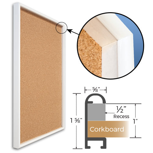 Access Cork Boards™ Recessed Shadowbox Style Bulletin Boards feature a 1/2" Recess