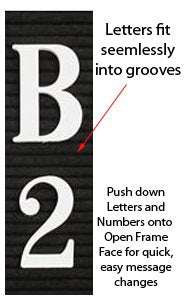 Open Face Vinyl Letter Boards 48 x 60  Portrait + Landscape Size Letterboards