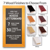Access Letterboard™ | Open Face Framed Black Vinyl Letter Board with BOLD Wide Wood Frame Offered in 7 Finishes