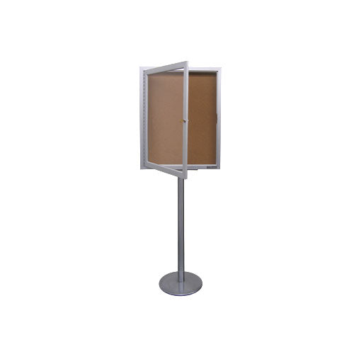 Heavy-Duty Outdoor Enclosed Bulletin Board Stand with 11 x 17  Display Case in 4 Metal Finishes