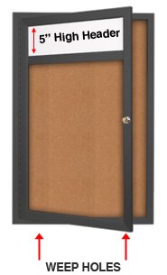 Outdoor Enclosed Menu Cases with Header for 11" x 17" Landscape Menu (Radius Edge) Sizes