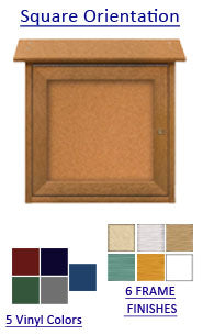 24" x 24" Outdoor Message Center Cork Board | LEFT Hinged - Single Door Information Board