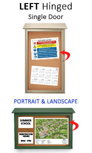 24" x 36" Outdoor Message Center Cork Board | LEFT Hinged - Lockable Door Information Board, Wall Mount Eco-Design, Recycled Faux Wood