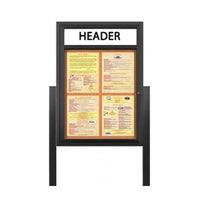 Outdoor Enclosed Menu Cases with Header & Legs (11" x 14" Portrait Menus) Sizes