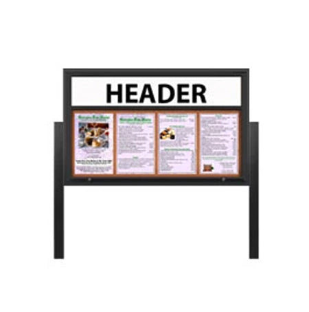 Outdoor Enclosed Menu Cases with Header, Lights & Leg Posts (11" x 17" Portrait Menus) Sizes