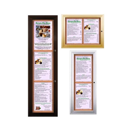 Outdoor Enclosed Menu Cases with Lights for 11" x 17" Portrait Menu Sizes
