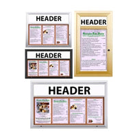 Outdoor Enclosed Menu Cases with Header for 11" x 17" Portrait Menu (Radius Edge) Sizes