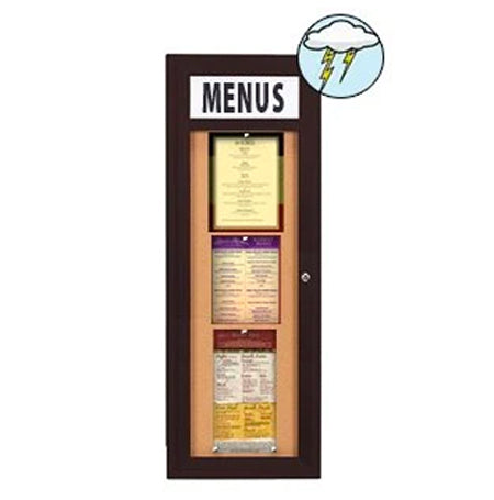 Outdoor Enclosed Menu Cases with Header & LED Lights (Single Door)