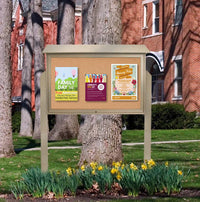 48x48 Outdoor XL Message Center with Cork Board with POSTS - Eco-Friendly Recycled Plastic Enclosed Information Board