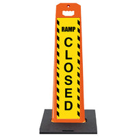 14.75"W x 44.5"H Vertical Panel with 20 LB Base Shown in Orange Signholder