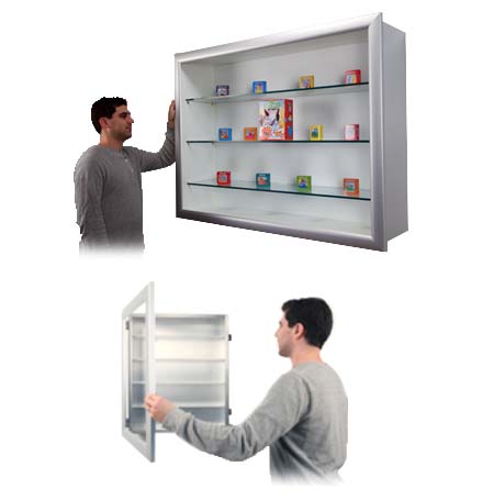 24x24 Shadow Box Display Case with Glass Shelves Metal Framed SUPER WIDE-FACE (12" Deep)