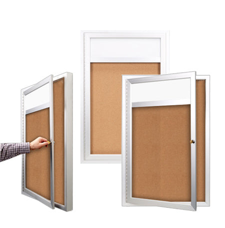 Indoor Enclosed Bulletin Boards 30 x 40 w Header & Light (Single Door)