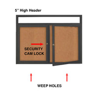 96" x 48" Enclosed Indoor Bulletin Boards with Header & Lights (Multiple Doors)