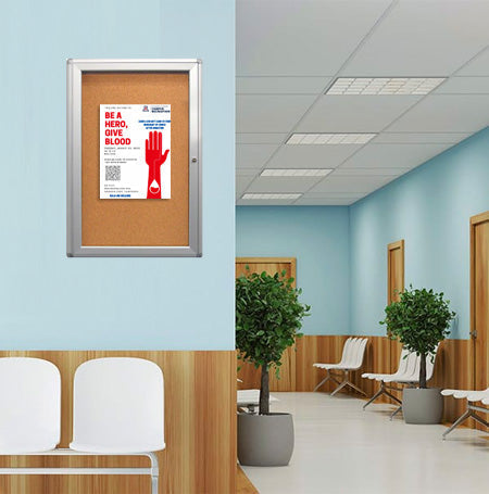 11 x 17 Indoor Enclosed Bulletin Board with Rounded Corners (Single Door)