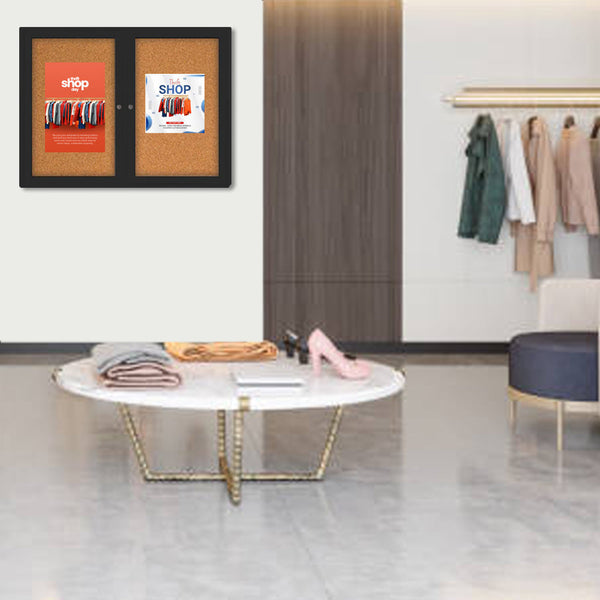 Indoor Enclosed Bulletin Boards 84 x 24 with Rounded Corners (2 DOORS)