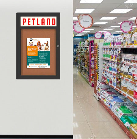 Indoor Enclosed Bulletin Boards 36 x 48 with Header (Radius Edge)