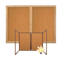 84 x 24 WOOD Indoor Enclosed Bulletin Cork Boards with Interior Lighting (2 DOORS)