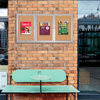 72 x 48 Enclosed Outdoor Bulletin Boards with Lights (3 DOORS) | Shown In Silver Frame Finish